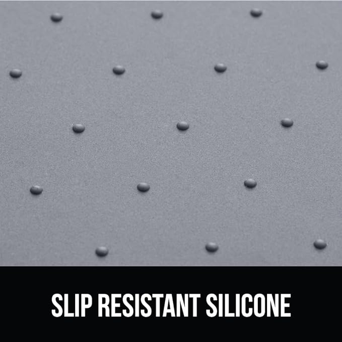 GORILLA GRIP 100% Waterproof Raised Edge BPA Free Silicone Pet Feeding Mat, Dog Cat Food Mats Contain Spills Protects Floors, Placemats for Cats and Dogs Water Bowl, Pets Accessories 18.5x11.5 Gray