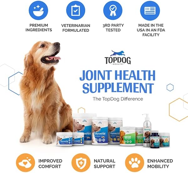 GlycanAid Maintenance Joint Nutrition for Dogs (60 Chewable Tablets), Made in USA-USA Ingredients: Glucosamine HCL, Chondroitin Sulfate, MSM, Vitamin C