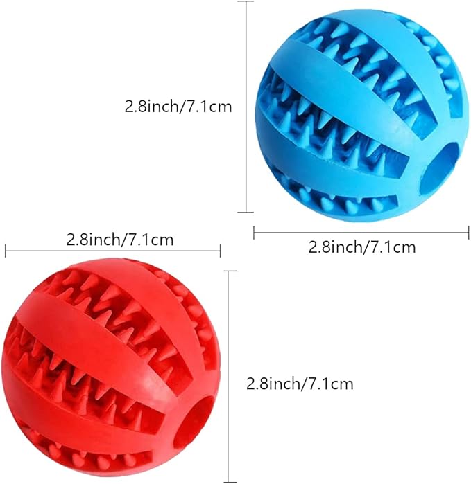 Dog Treat Toy Ball, Dog Tooth Cleaning Toy, Interactive Dog Toys 2.8" Pack of 2