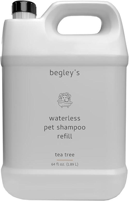 Begley's No Rinse Waterless Pet Shampoo, Bathless Cleaning, Deodorizing, and Odor Removal for a Shiny, Fresh Smelling Coat - Effective for Dogs, Puppies, and Cats - Refill, Fresh Tea Tree