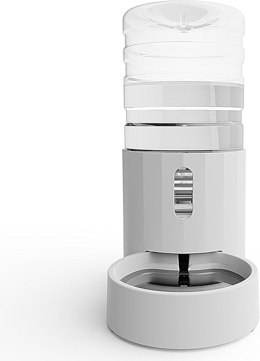 CZPET 4L Cat Water Dispenser, Automatic Gravity Cat Bowl, Visible Window, Safe and Unplugged for Pet Kitty Dog (White, 4L Water Dispenser)