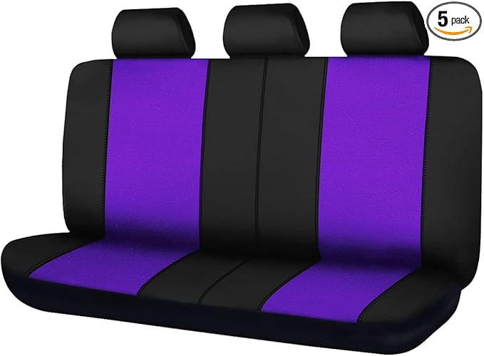 Flying Banner Rear Bench car seat Covers car seat Protectors Split 40/60 50/50 60/40 (Black & Purple, Value)