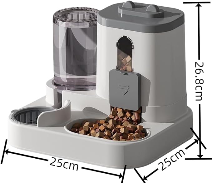 2-in-1 Automatic Pet Feeder & Waterer Set + Cat Litter Scoop Kit – 0.8L Spill-Proof Water Dispenser & 2.2LFood Bow Scooper for Cats & Small Pets