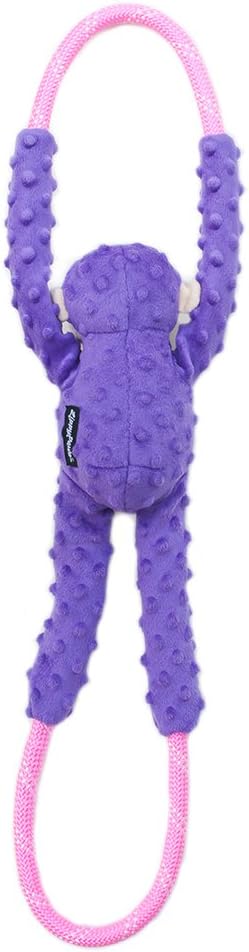 ZippyPaws RopeTugz - Durable Dog Pull Rope Toy, Interactive Tug of War for Large, Medium, & Small Dogs, Squeaky Pet Products to Keep Them Busy, Made with Heavy Duty Climbing Rope - Purple Monkey