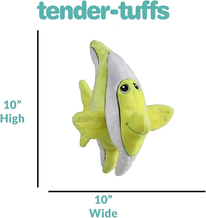 SmartPetLove Snuggle Puppy Tender-Tuffs - Angelfish Plush Toy for Big Dogs - Puncture Resistant Squeaker
