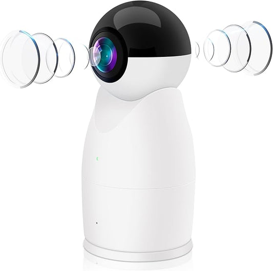 360° Indoor Security Camera-2 Fisheye Lenses for 720° Panoramic View, 2K FHD Baby Monitor & Pet Camera,Motion/Sound Detection, 2.4G WiFi, Night Vision 2-Way Audio, Wireless Cam for Home/Office