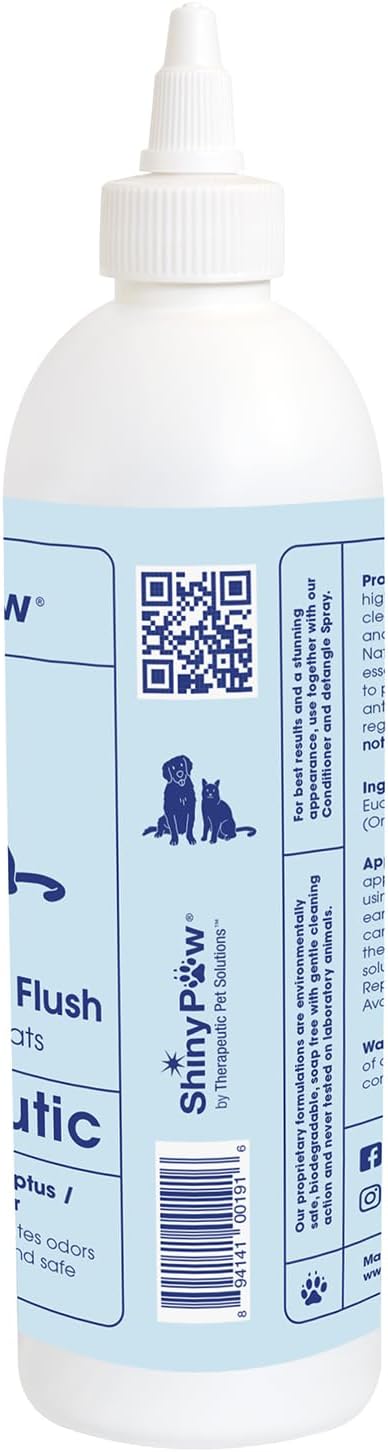 Dog Ear Cleaner Solution for Dogs & Cats by Shiny Paw 16 oz | Wintergreen, Camphor & Aloe – Gentle Ear Flush for Pets Health | Dog Ear Wash | Made in The USA