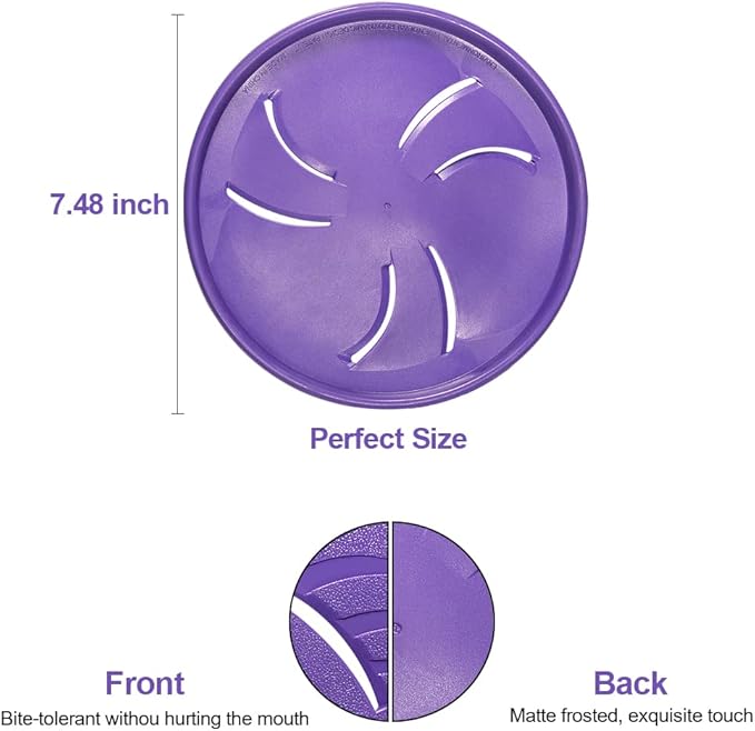Indestructible Dog Discs, Interactive Catch & Fetch Toys for Small Dogs, Floats in Water & Safe on Teeth, 7.48 inch (Small, Purple)