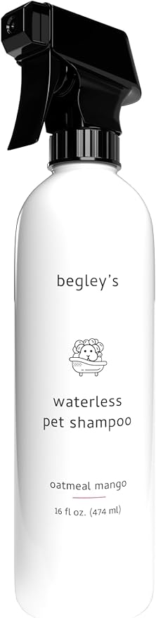 Begley’s No Rinse Waterless Pet Shampoo, Bathless Cleaning, Deodorizing, and Odor Removal for a Shiny, Fresh Smelling Coat - Effective for Dogs, Puppies, and Cats - Fresh Oatmeal Mango Scent