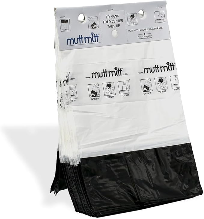 Mutt Mitt® 2-Ply Dog Waste Bags with Thick 2 Mil Mitten - 800 Dog Waste Bags on 8 Station Headers - No more "yuck" or "warm handshake"