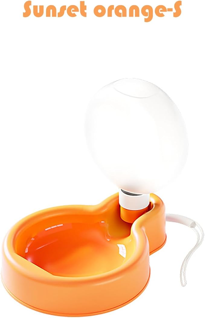 Foldable Pet Outdoor Camping Drinking Water Bottle Dog Cat Travel Portable Water Dispenser Small Large Capacity (Sunset Orange, Small)