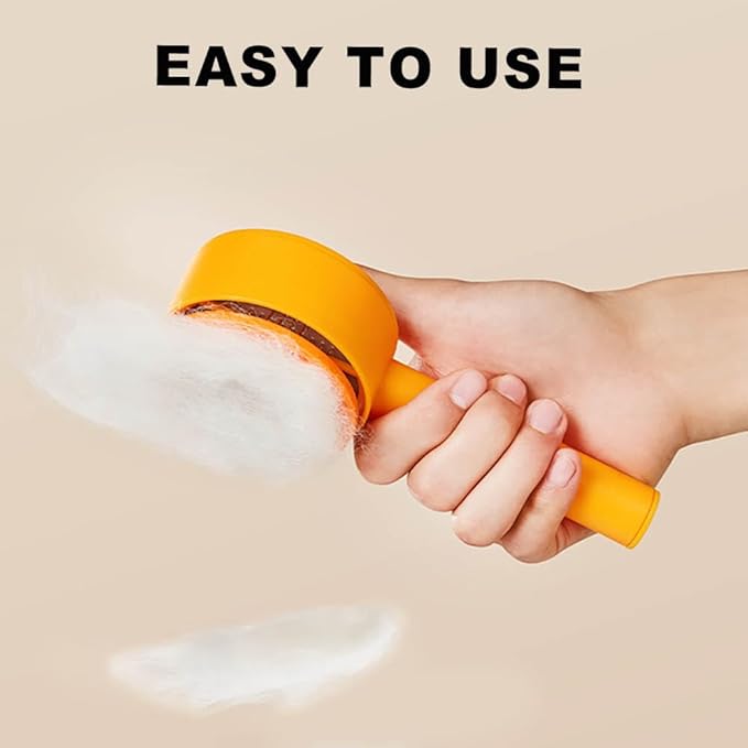 Small Cat Brush for Short or Long Haired Cats Dogs Rabbits, Cute Dog Brush with Release Button for Massage and Removes Loose Fur, Pet Grooming Deshedding Brush