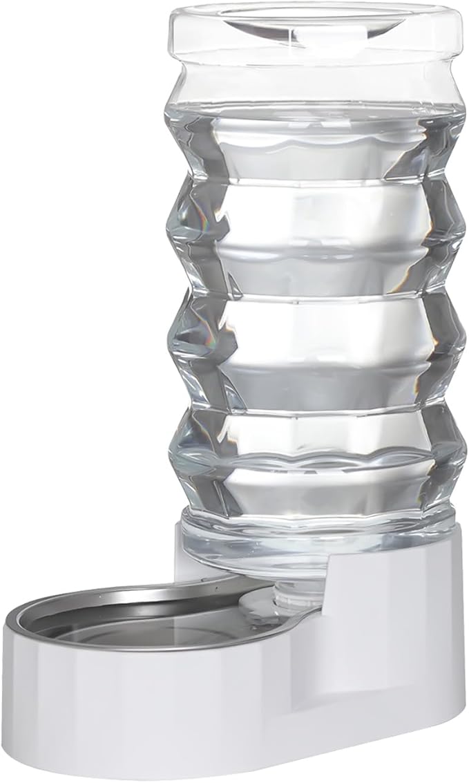 Sfozstra Automatic Pet Water Dispenser: 9L Lagre Dogs Stainless Steel Gravity Feeder - Convenient Drinking Water Dispenser Designed for Dogs and Cats (White, 9L)