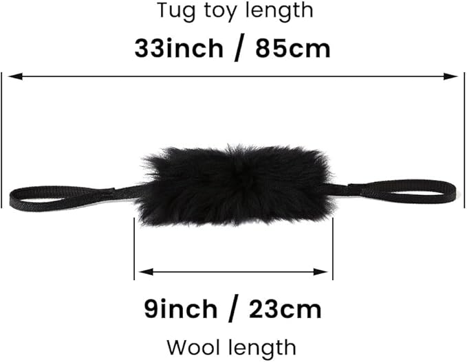 HOWGO Dog Rope Toy - Double Handle Dog Bungee Chaser Toy 100% Sheepskin,Sheep Smell Tug Toy for All Breeds(Mountain Green, Large)