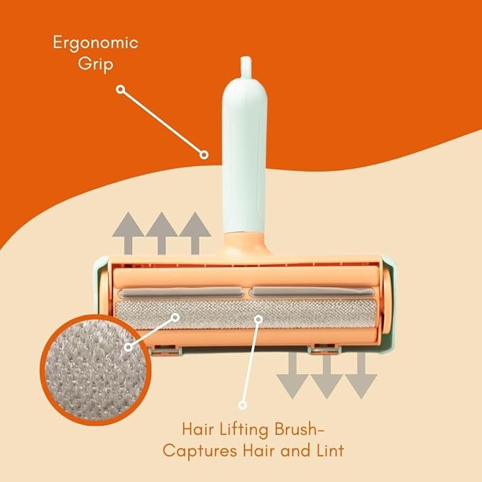 Pet Hair Remover Roller – Reusable Fur Removal Tool for Clothing, Furniture, Carpets & Cars | Perfect for Dog & Cat Hair with Ergonomic Design