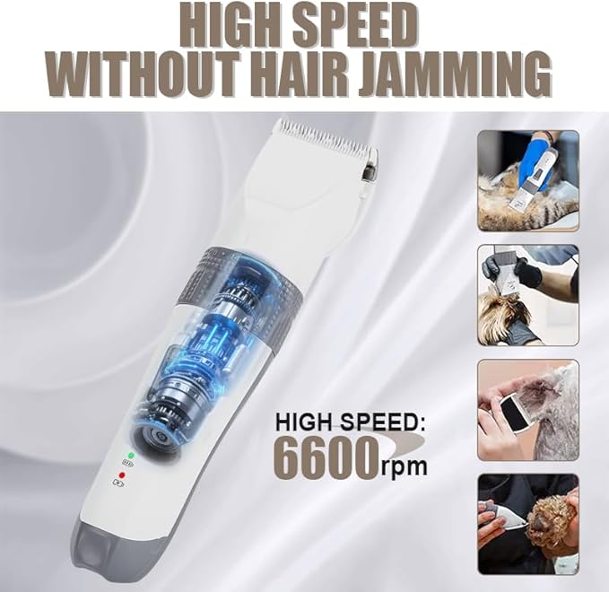 Dog Grooming Clippers, Low Noise, Electric Quiet, Adjustable Clipper Comb, Rechargeable Cordless Dog Hair Clippers for Dogs Cats Pets (White)