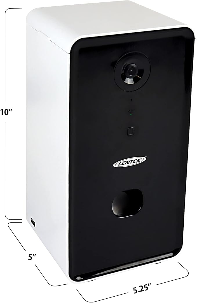 Lentek Smartphone-Controlled Pet Treat Dispenser with Camera and Two-Way Communication,WiFi,Alexa,and Google Home-Enabled Programmable Treat Dispenser,10 oz. Capacity,for Cats,Dogs,Rabbits,and more