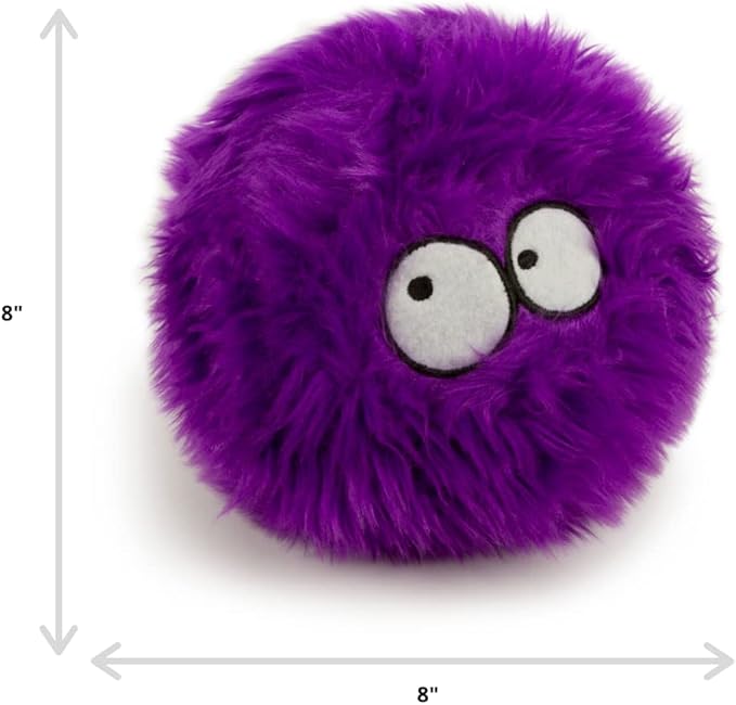 goDog Furballz Squeaky Plush Ball Dog Toy, Chew Guard Technology - Purple, Large