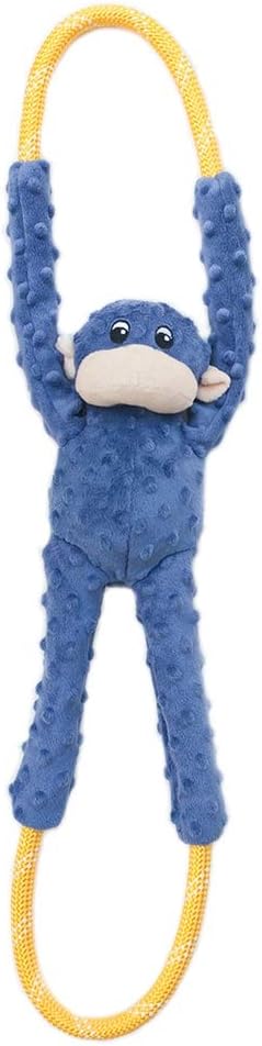 ZippyPaws - RopeTugz Blue Monkey Dog Toy - Durable Rope, Squeaky Chew Toy, Perfect for Tug of War, Suitable for Small, Medium, and Large Breeds - Machine Washable