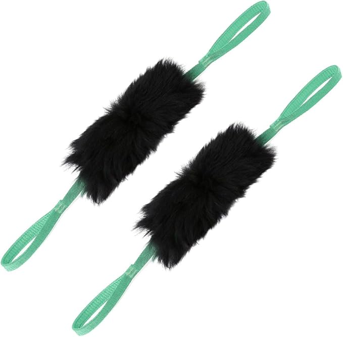 HOWGO Dog Bungee Chaser Toy Double Handles Natural Sheepskin Fur for All Breeds(MintGreen,2Pack)