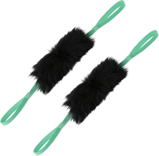 HOWGO Dog Bungee Chaser Toy Double Handles Natural Sheepskin Fur for All Breeds(MintGreen,2Pack)