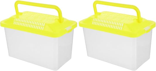 FRCOLOR Portable Plastic Turtle Tank - Transparent Aquarium Carrier Box for Small Pets Ideal for Hamsters Lizards and Fish Easy to Feed and Clean