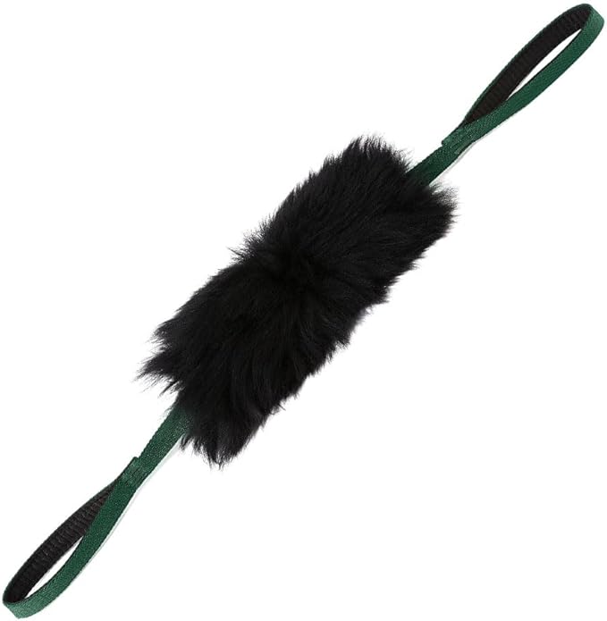 HOWGO Dog Rope Toy - Double Handle Dog Bungee Chaser Toy 100% Sheepskin,Sheep Smell Tug Toy for All Breeds(Mountain Green, Large)