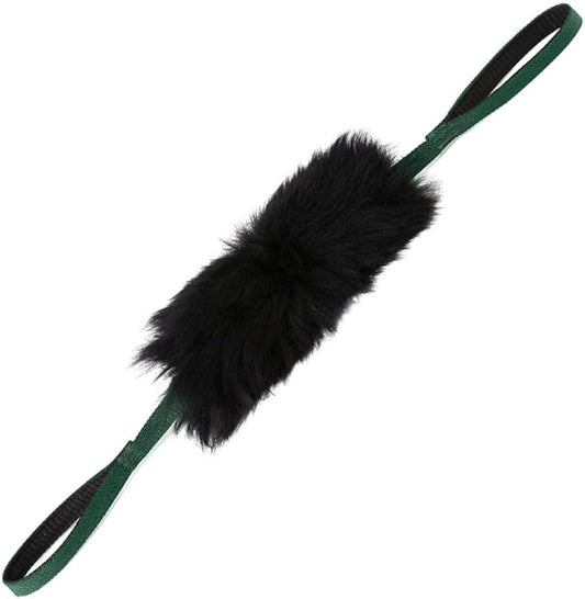 HOWGO Dog Rope Toy - Double Handle Dog Bungee Chaser Toy 100% Sheepskin,Sheep Smell Tug Toy for All Breeds(Mountain Green, Large)