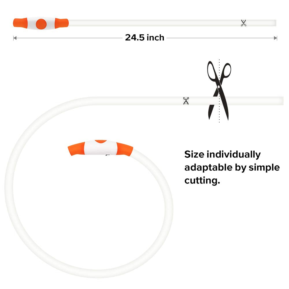 Illumifun LED Dog Collar, USB Rechargeable Light Up Dog Collars, TPU Cuttable Glow Dog Collar Lights for Night Walking (Orange)