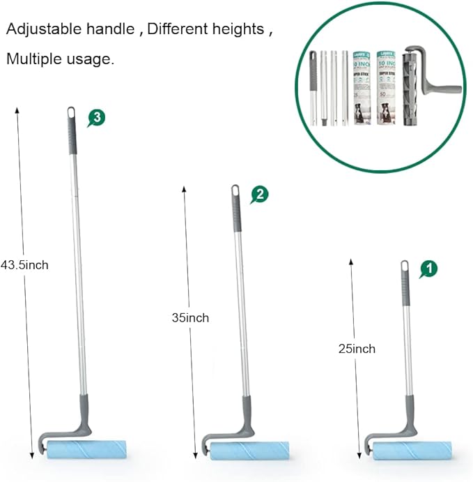 Layers Large Mega 10in Wide Roller 75 Sheets, 2 Pack Wide Refills with 4-Foot Extendable Handle
