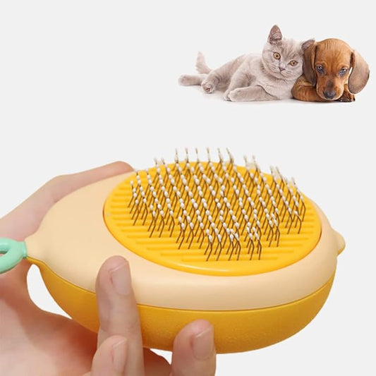 Lemon Cat Brushes for Indoor Cats, Cute Deshedding Dog Brush with Release Button, Small Dog Brushes for Grooming and Shedding Long or Short Haired Kitten Puppy Rabbits