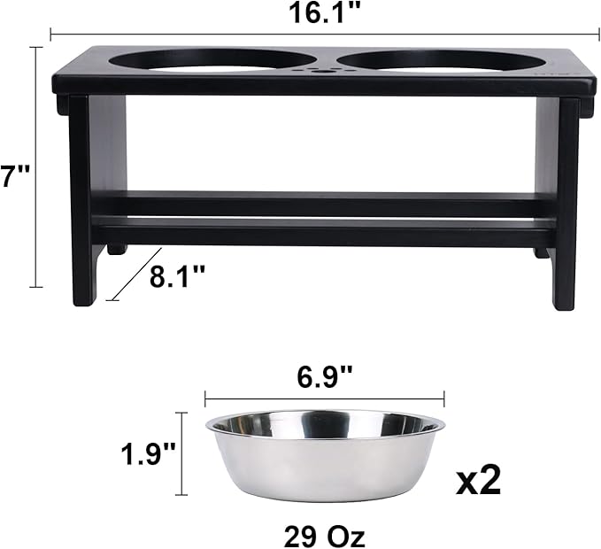 HTB Elevated Dog Bowls,Raised Dog Bowl Stand with 2 Stainless Steel Bowls,Elevated Raised Dog Bowls for Large Medium Small Sized Dogs