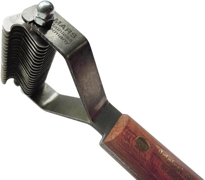 Mars Coat King Dematting Undercoat Grooming Rake Stripper Tool for Dogs and Cats, Stainless Steel with Wooden Handle for Thick Coats, 20-Blade Stripper for Groomers, Pet Owners