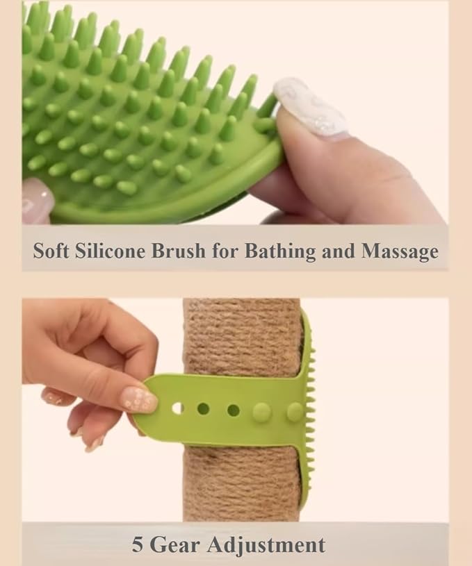 4 Pieces Cat Self Groomer Cat Brushes Silicone Cat Combs for Indoor Cat Corner Cat Face Scratcher Adjustable Cat Massager (Green+Yellow)