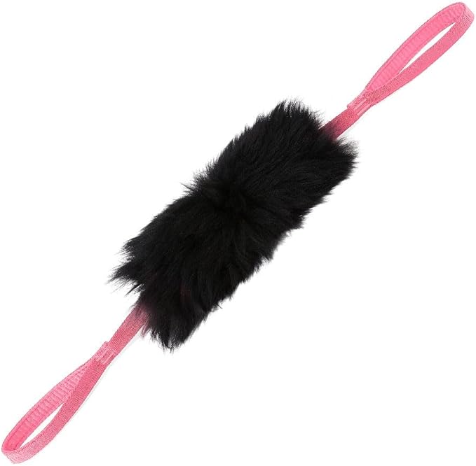 HOWGO Dog Bite Tug Toy with 2 Strong Handles - Made of Natural Sheepskin - Perfect for Tug of War, Fetch & Puppy Training - Ideal for Medium to Large Breeds (Pink)