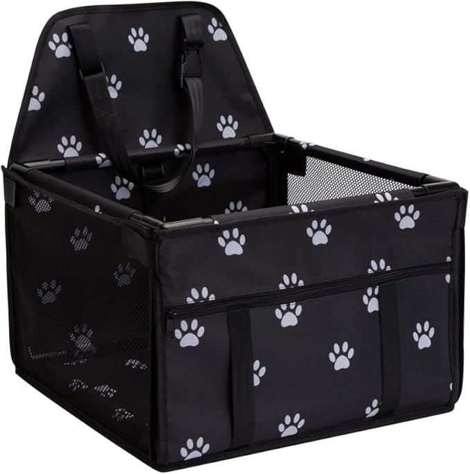 Puppy Car Seat, Sturdy Reinforced Structure with Inner Frame and Velcro, Shortened Safety Leash with Rotary Metal Snap Hook, Ideal Washable Portable Pet Booster Seat for small dogs and Pets