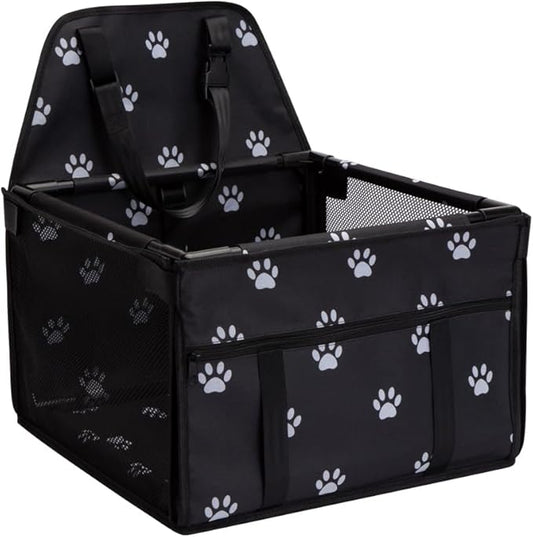 Puppy Car Seat, Sturdy Reinforced Structure with Inner Frame and Velcro, Shortened Safety Leash with Rotary Metal Snap Hook, Ideal Washable Portable Pet Booster Seat for small dogs and Pets