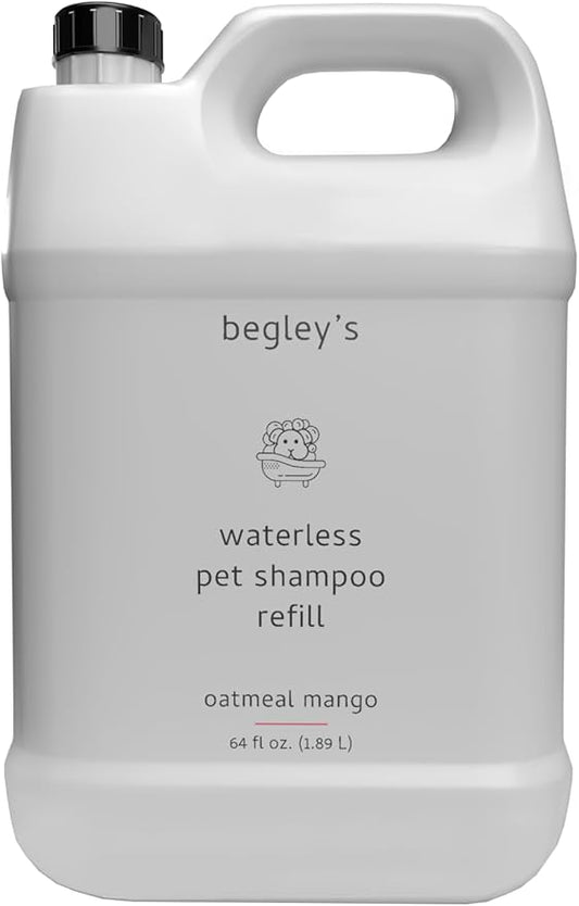 Begley's No Rinse Waterless Pet Shampoo, Bathless Cleaning, Deodorizing, and Odor Removal for a Shiny, Fresh Smelling Coat - Effective for Dogs, Puppies, and Cats - Refill, Fresh Oatmeal Mango