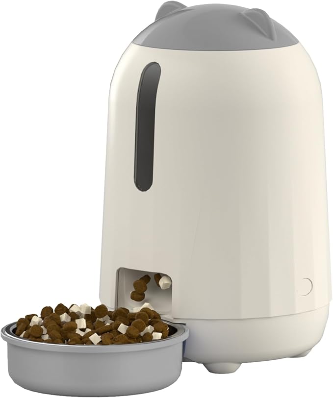 PAPIFEED Automatic Cat Feeder, 3L Timed Cats Food Dispenser with Dual Power Supply, Auto Pet Feeder with Programmable Portion Control for Cats and Small Dogs, Grey