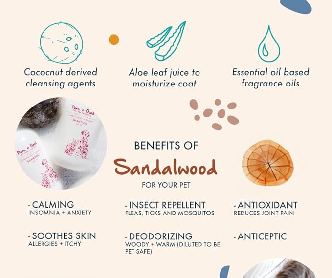 Sandalwood + Coconut Shampoo and Conditioner Set, Warm and Mellow Sandalwood with Coastal Coconuts, Formulated for All Pets, Gentle and Cleansing, Made in The USA, Cruelty Free, 16 fl oz
