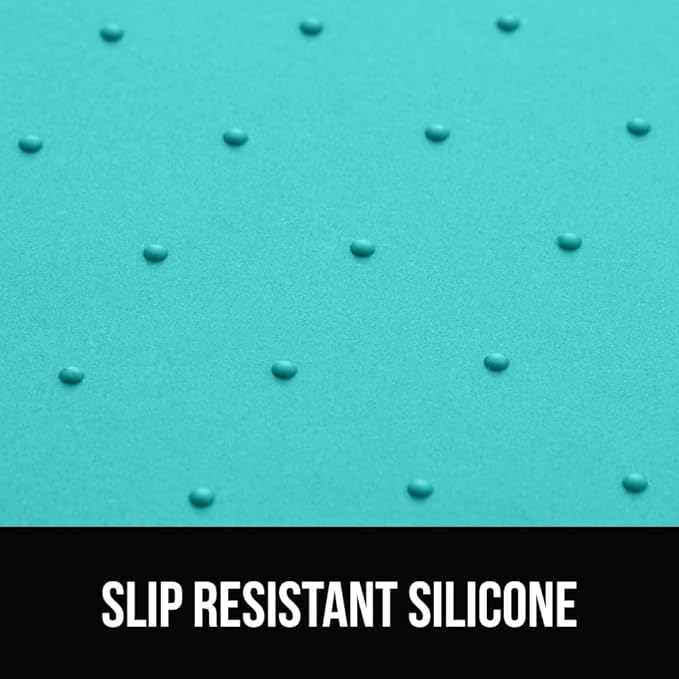 GORILLA GRIP 100% Waterproof Raised Edge BPA Free Silicone Pet Feeding Mat, Dog Cat Food Mats Contain Spills Protects Floors Placemats for Cats and Dogs Water Bowl Pets Accessories 18.5x11.5 Turquoise