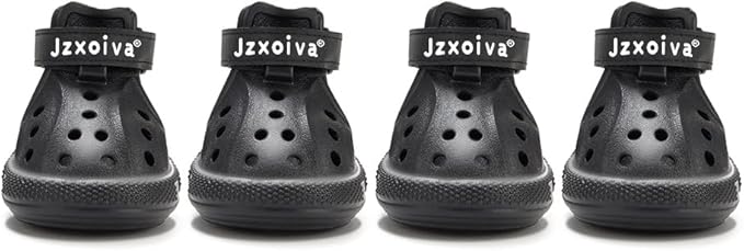 JZXOIVA Dog Shoes for Hot Pavement, Dog Booties for Large Dogs, Breathable Dog Boots & Paw Protectors, Adjustable Non-Slip Dog Rain Booties, Waterproof Pets Sandals for Beach Black Size 8