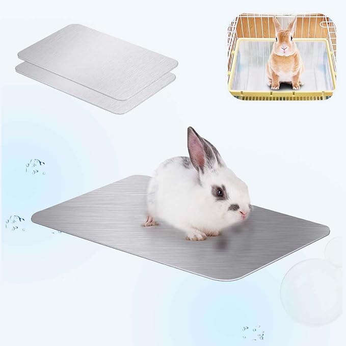 11.8x7.9 IN Pet Cooling Mat for Rabbit, Bunny, Hamster, Guinea Pig & Other Small Pets - Bite Resistance Ice Bed (2PCS)