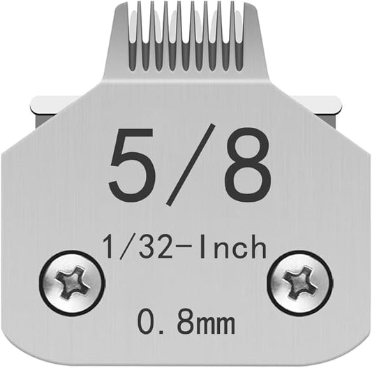 TRAH 5/8 Blade Dog Grooming Clipper Replacement Blades Compatible with Andis Dog Clippers,Most A5, KM Series Clippers,Detachable Stainless-Steel Blade,Size-5/8, 1/32-Inch Cut Length (0.8mm) Silver