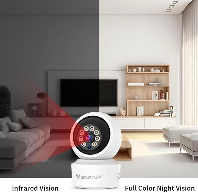VSTARCAM Indoor Security Camera, Wireless Cameras for Home Security with Color Night Vision, 720P HD, AI Motion Detection, 360° View Pan/Tilt, Two-Way Audio, Cloud Storage 05