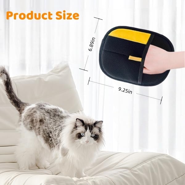 Upgraded pet Hair Removal Gloves, Reusable pet Hair Removal Gloves, 2 pcs cat Hair Removal Devices, Suitable for Clothes, Sofas, Carpets, car Seats. (2PCS Black)