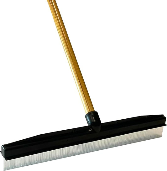 Room Groom Carpet Rake and Groomer with Wood 60" Handle, Sturdy Design, Carpet Brush Ideal for Pet Hair, Refreshing High Pile Carpets, Rugs, and Artificial Turf