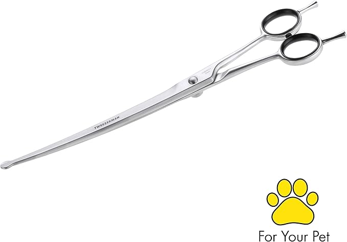 Tweezerman 9" Pet Grooming Scissors with Safety Round Tips, Professional Curved Grooming Shears for Medium to Large Dogs