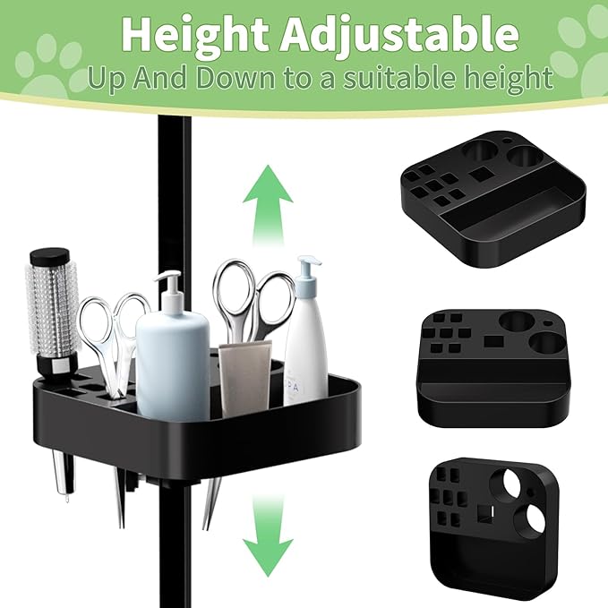 VFK 47'' Large Dog Grooming Table Stainless Steel Foldable Grooming Table for Dogs at Home Adjustable Height Arms Pet Station with Nooses, Mesh Tray, Tool Organizer