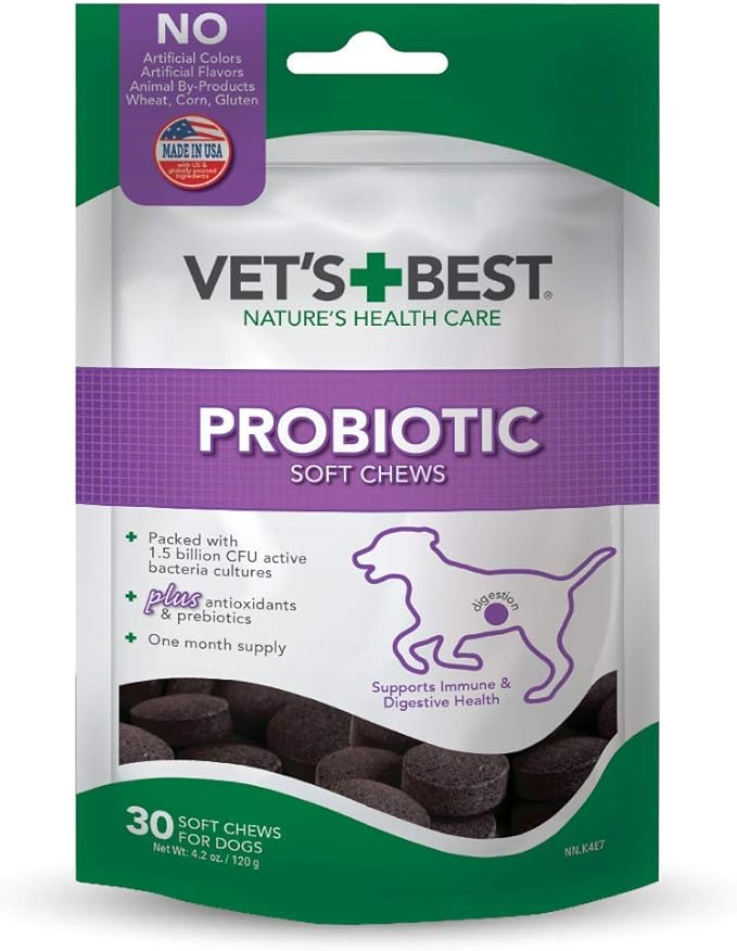 Vet's Best Probiotic Soft Chews Dog Supplement - Supports Dog Digestive Health - Promotes a Healthy Gut - 30 day supply
